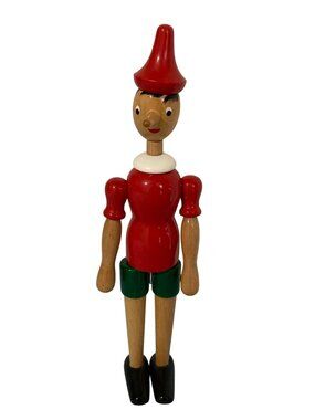 Vintage Wood Pinocchio Posable Jointed Doll Figure Made Italy 12"